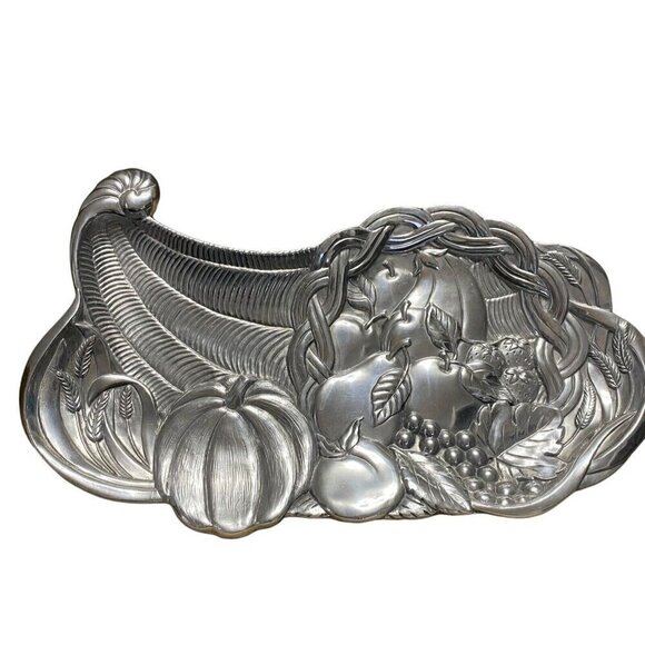 Lenox Metal Cornucopia Serveware  All Purpose Tray Silver Finish 15" NIB - Picture 1 of 5